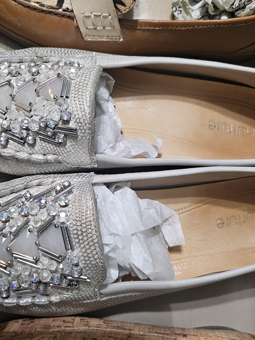 Nurture by Lamaze Silver Jeweled Slip-On Loafers Size 6.5 M